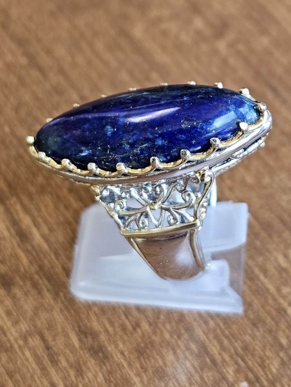 Retired Gems En Vogue Lapiz Luzuli Ring Palladium Sterling Silver 18k Size 6! - Picture 7 of 7
